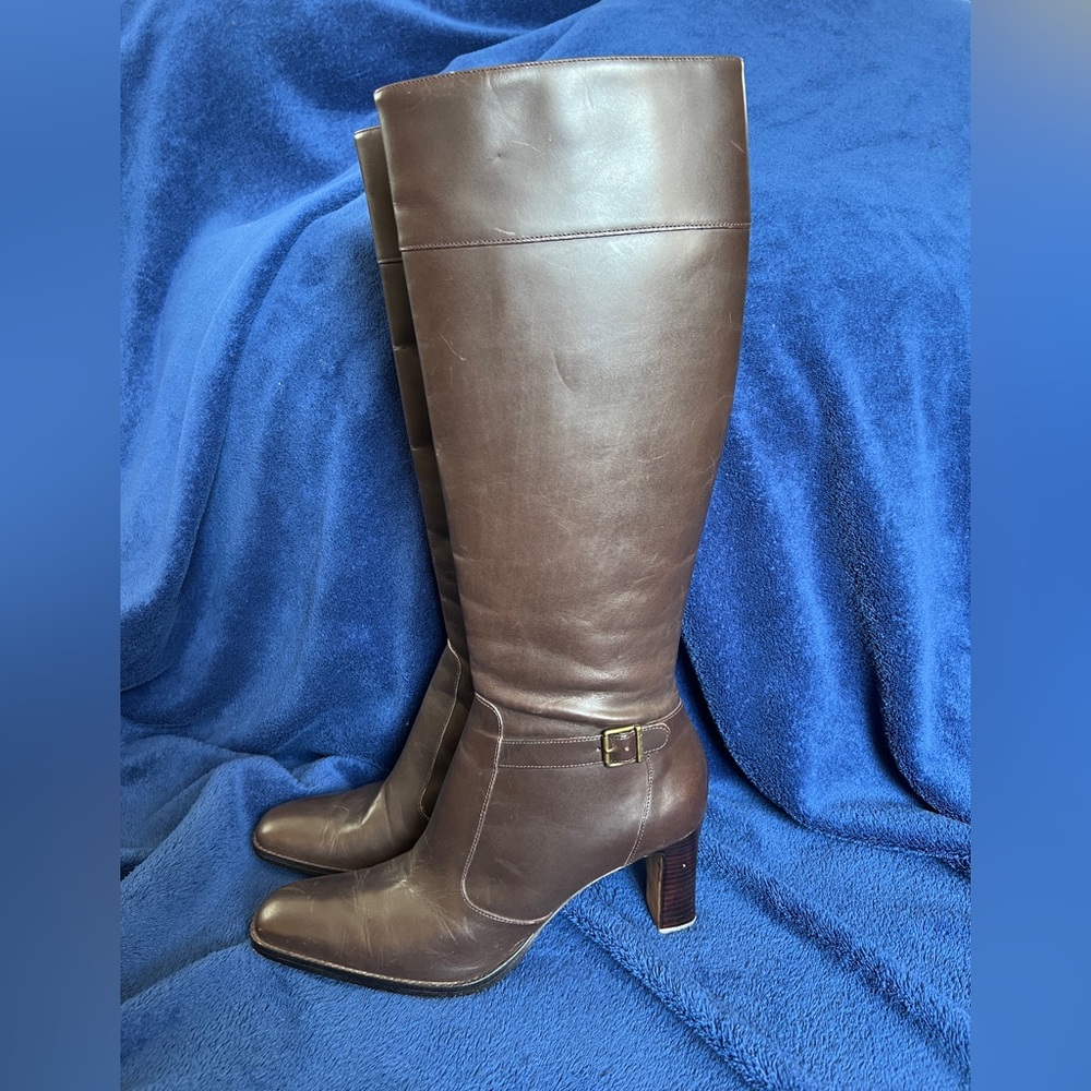 Ralph Lauren brown knee high leather boots size 9 used